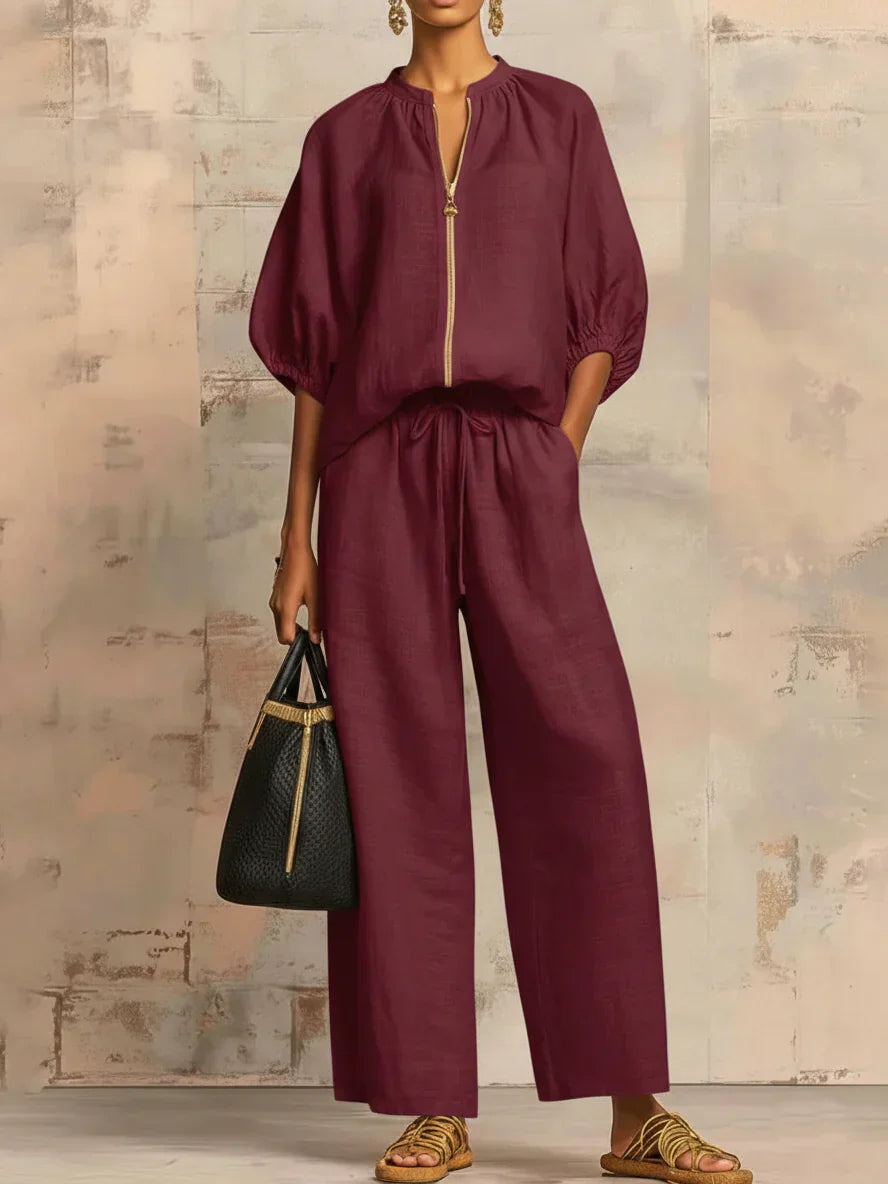 Alba - Insieme Due Pezzi: Camicia Rilassata e Pantalone a Gamba Larga