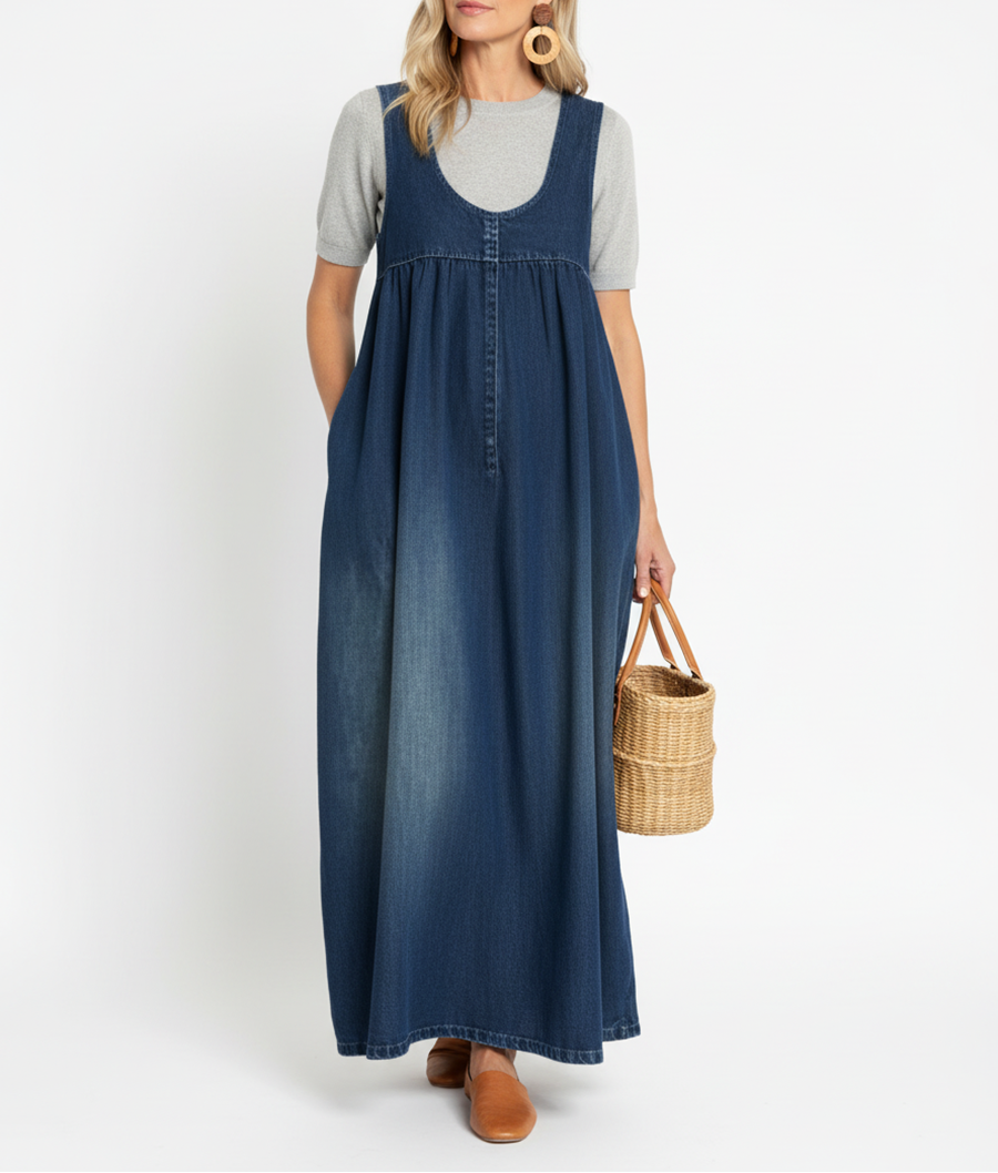 Carla - Abito maxi denim lavaggio vintage