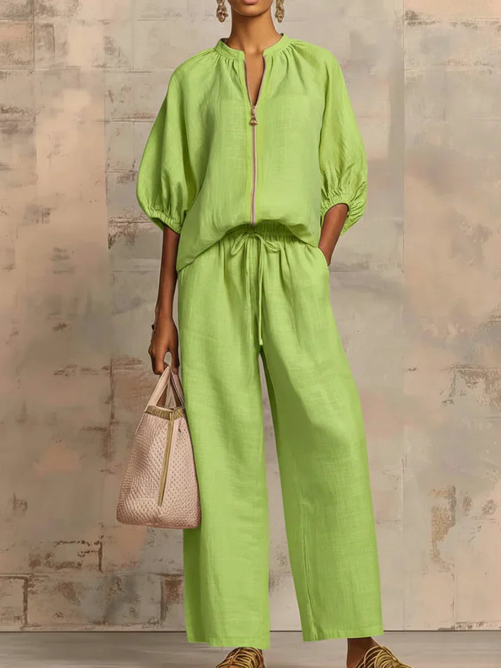 Alba - Insieme Due Pezzi: Camicia Rilassata e Pantalone a Gamba Larga