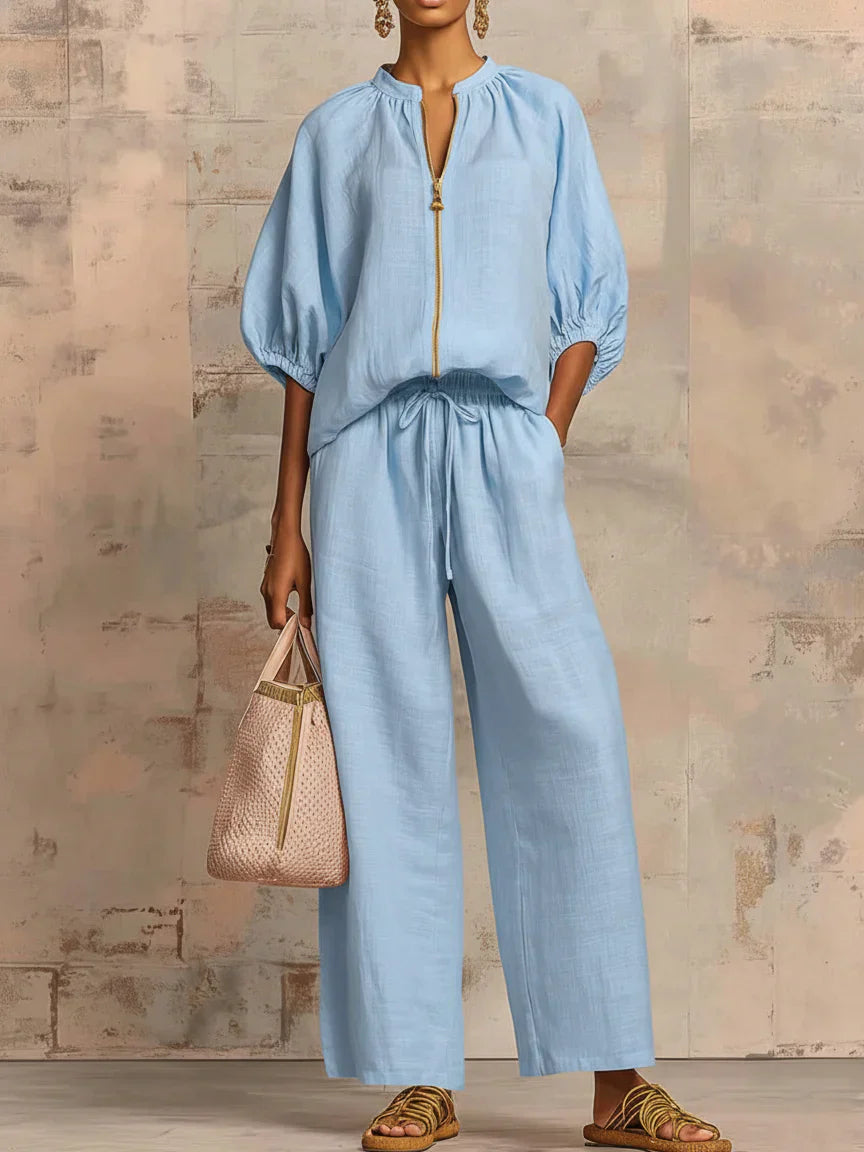 Alba - Insieme Due Pezzi: Camicia Rilassata e Pantalone a Gamba Larga