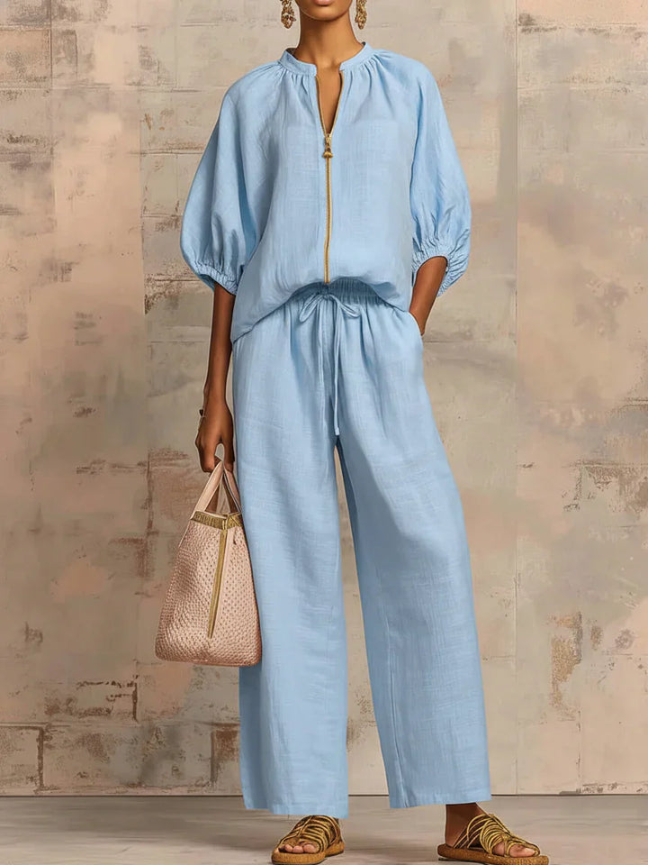 Alba - Insieme Due Pezzi: Camicia Rilassata e Pantalone a Gamba Larga