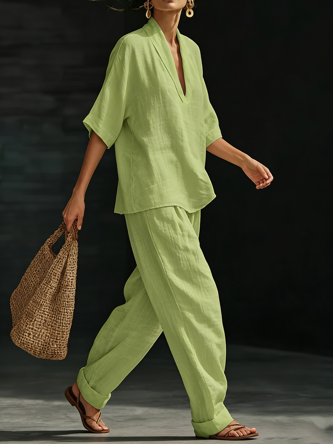 Beatrice™ | Coordinato in Cotone e Lino Artistico