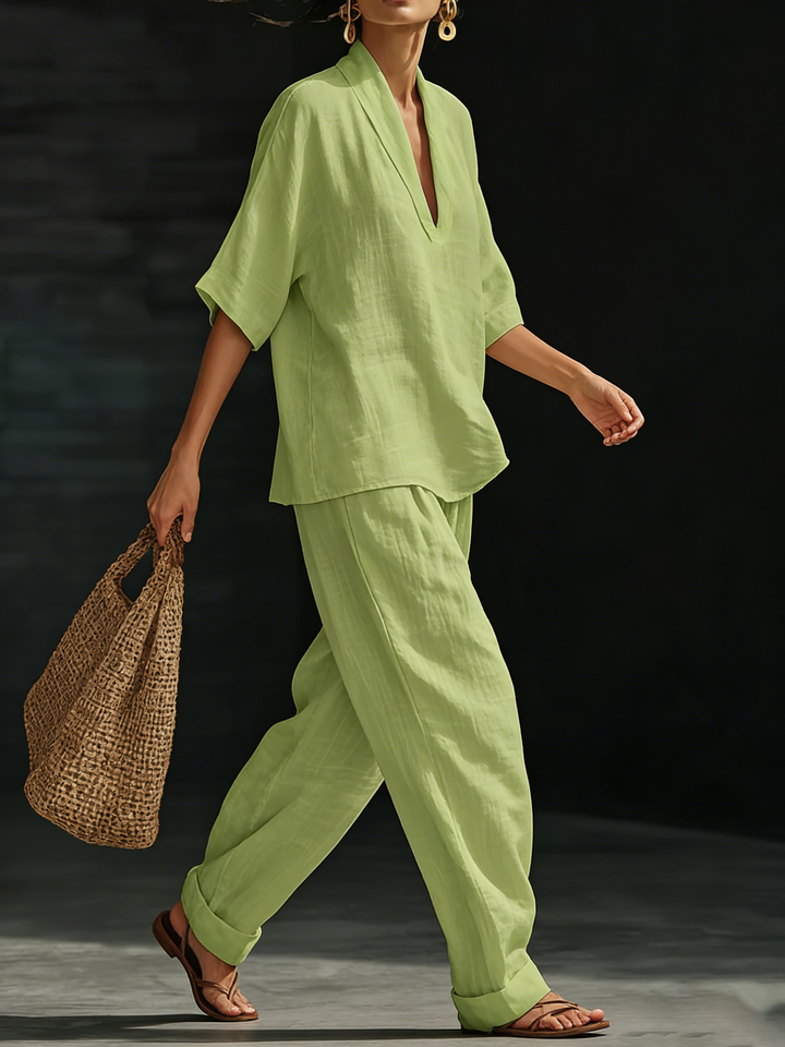 Beatrice™ | Coordinato in Cotone e Lino Artistico