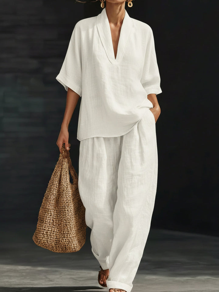 Beatrice™ | Coordinato in Cotone e Lino Artistico