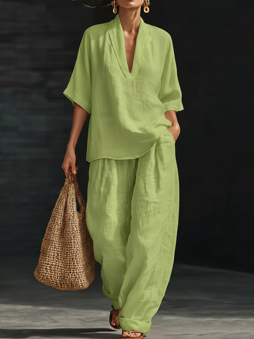 Beatrice™ | Coordinato in Cotone e Lino Artistico