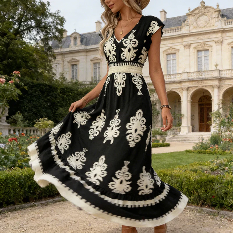 Candela™ | Maxi Abito Baroque con Scollo a V