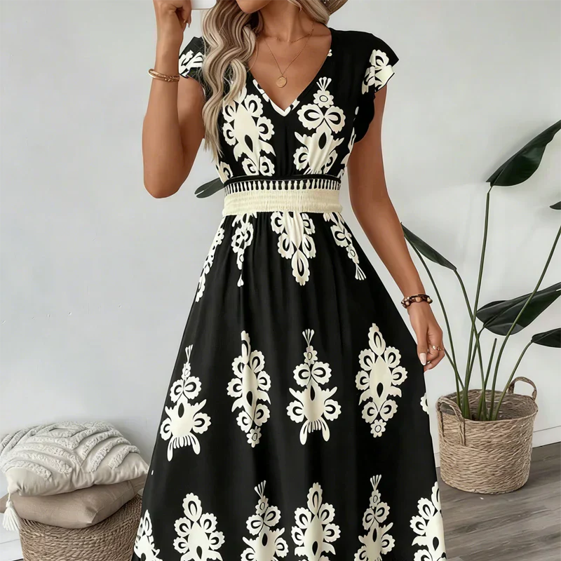 Candela™ | Maxi Abito Baroque con Scollo a V